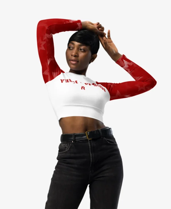 long-sleeve crop top (Red) - Image 2